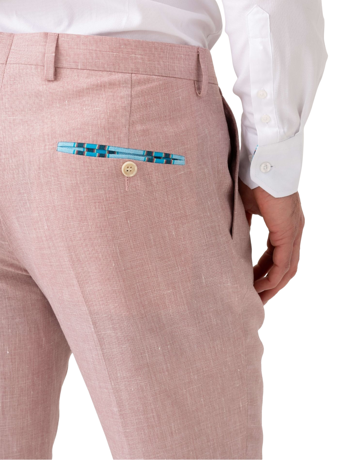 Product image 6 of 7, which shows KOY Linen Blend Suit Trousers, Light Pink, 38R