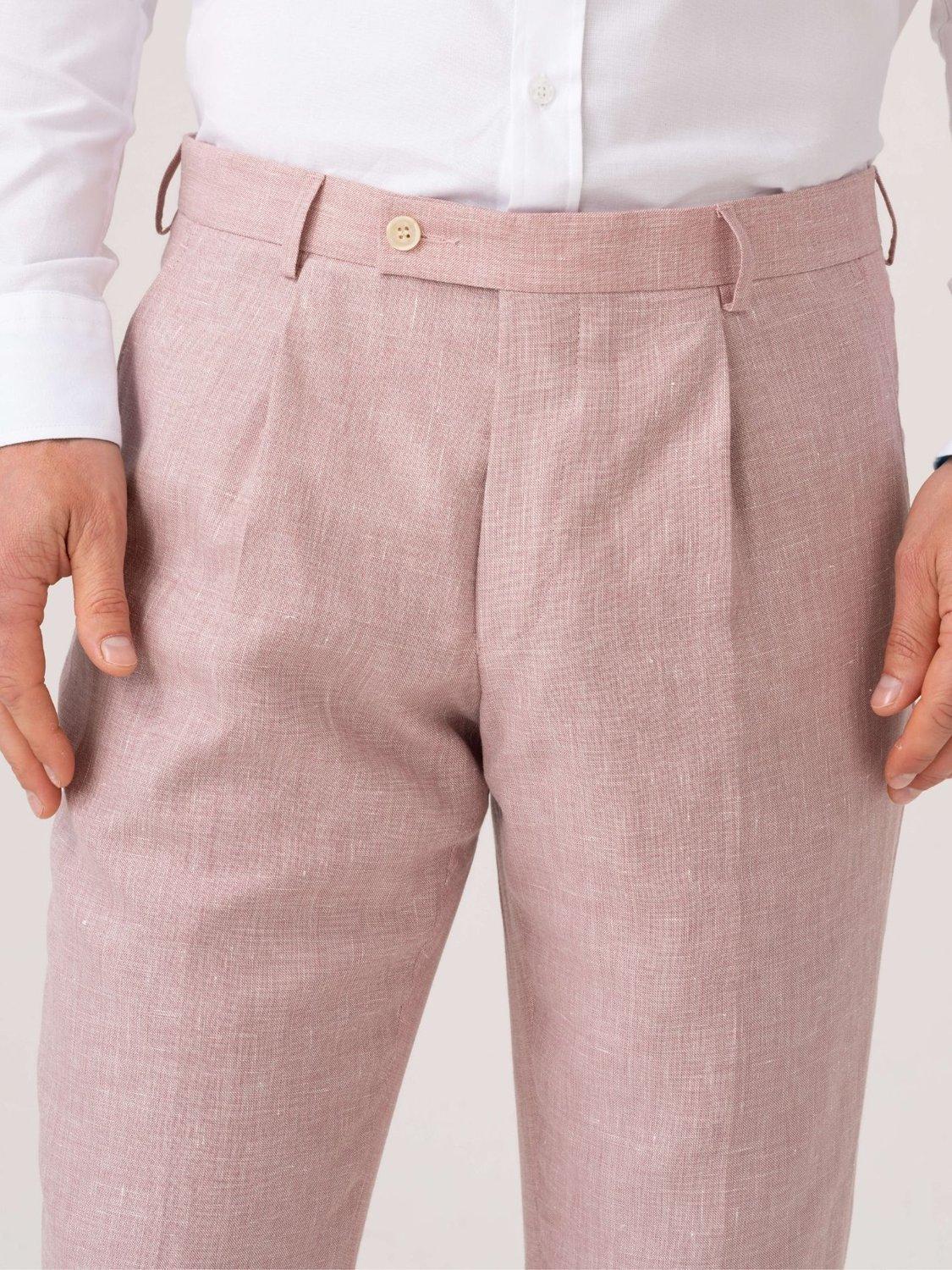 Product image 7 of 7, which shows KOY Linen Blend Suit Trousers, Light Pink, 38R