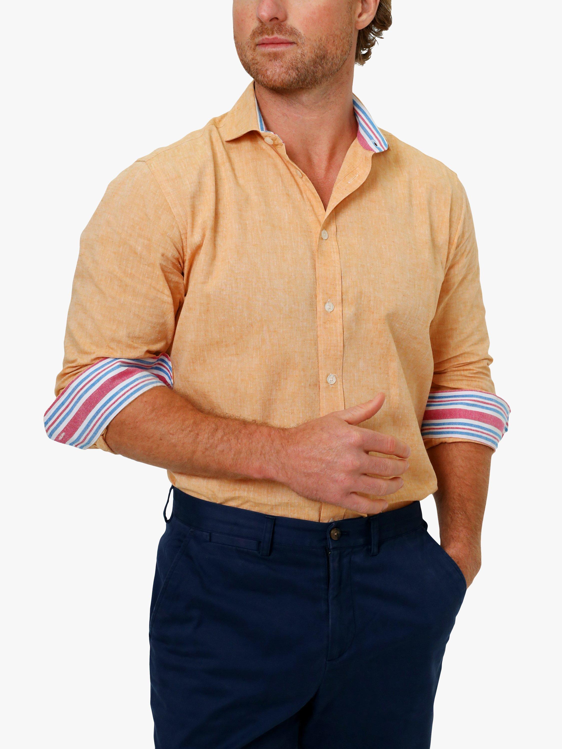Product image 1 of 7, which shows KOY Linen Blend Shirt, Tangerine, XXL