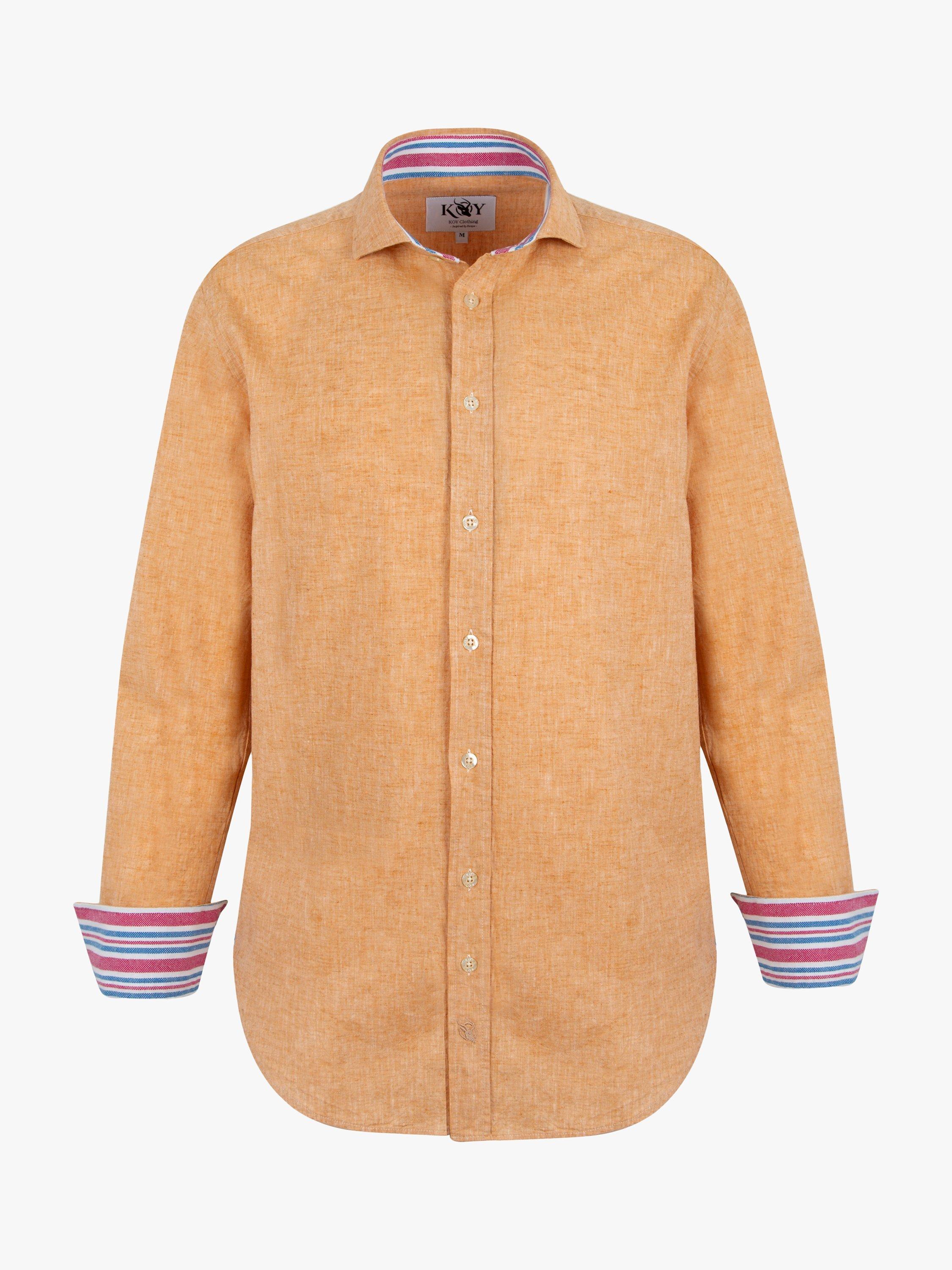Product image 4 of 7, which shows KOY Linen Blend Shirt, Tangerine, XXL