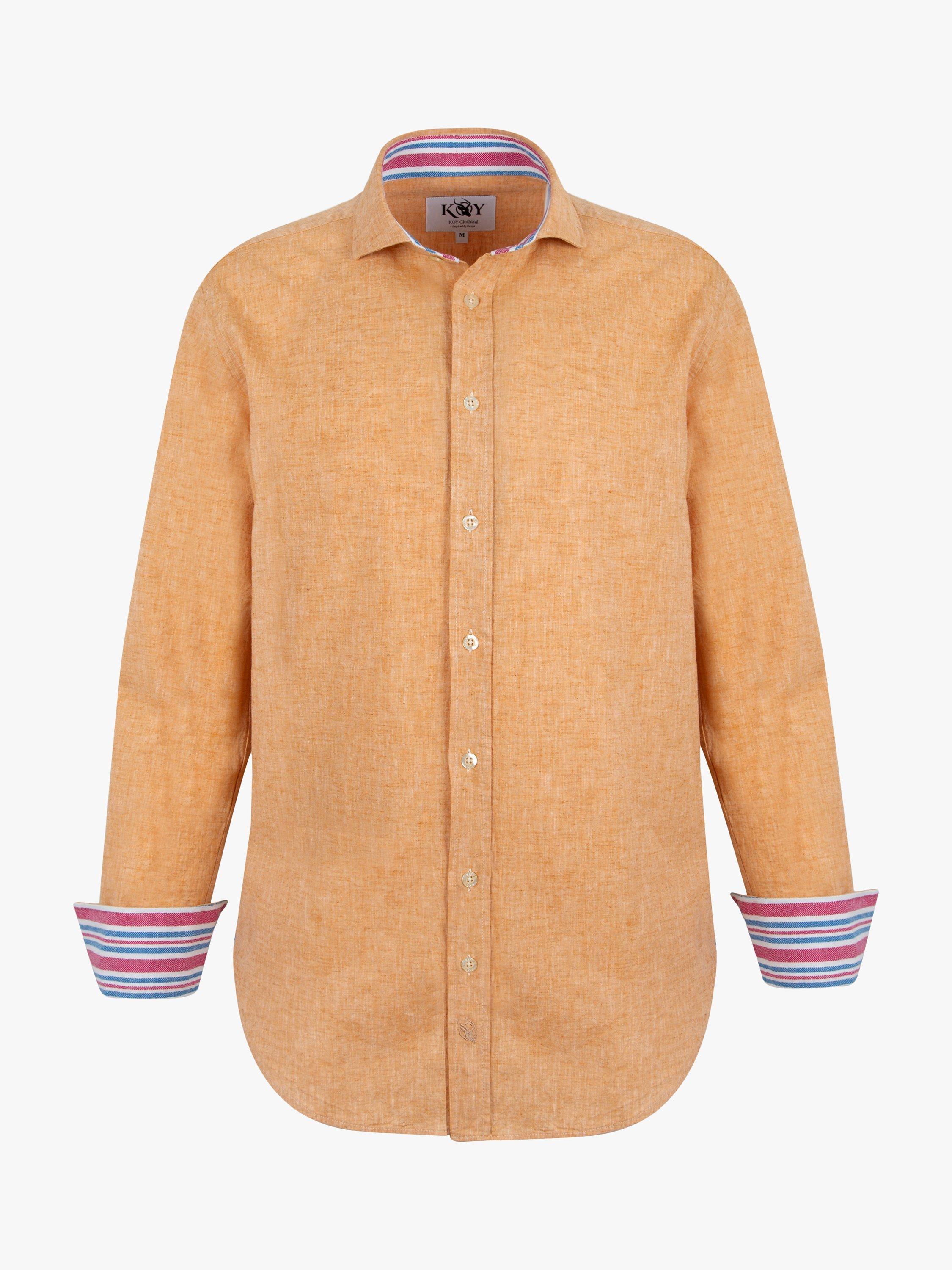 KOY Linen Blend Shirt, Tangerine, XXL