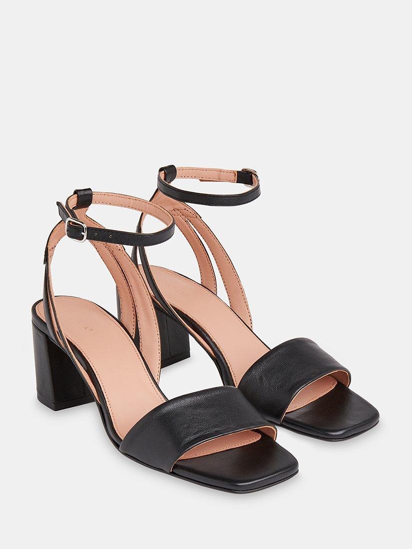 Product image 2 of 3, which shows Whistles Eden Block Heel Leather Sandals, Black, 3