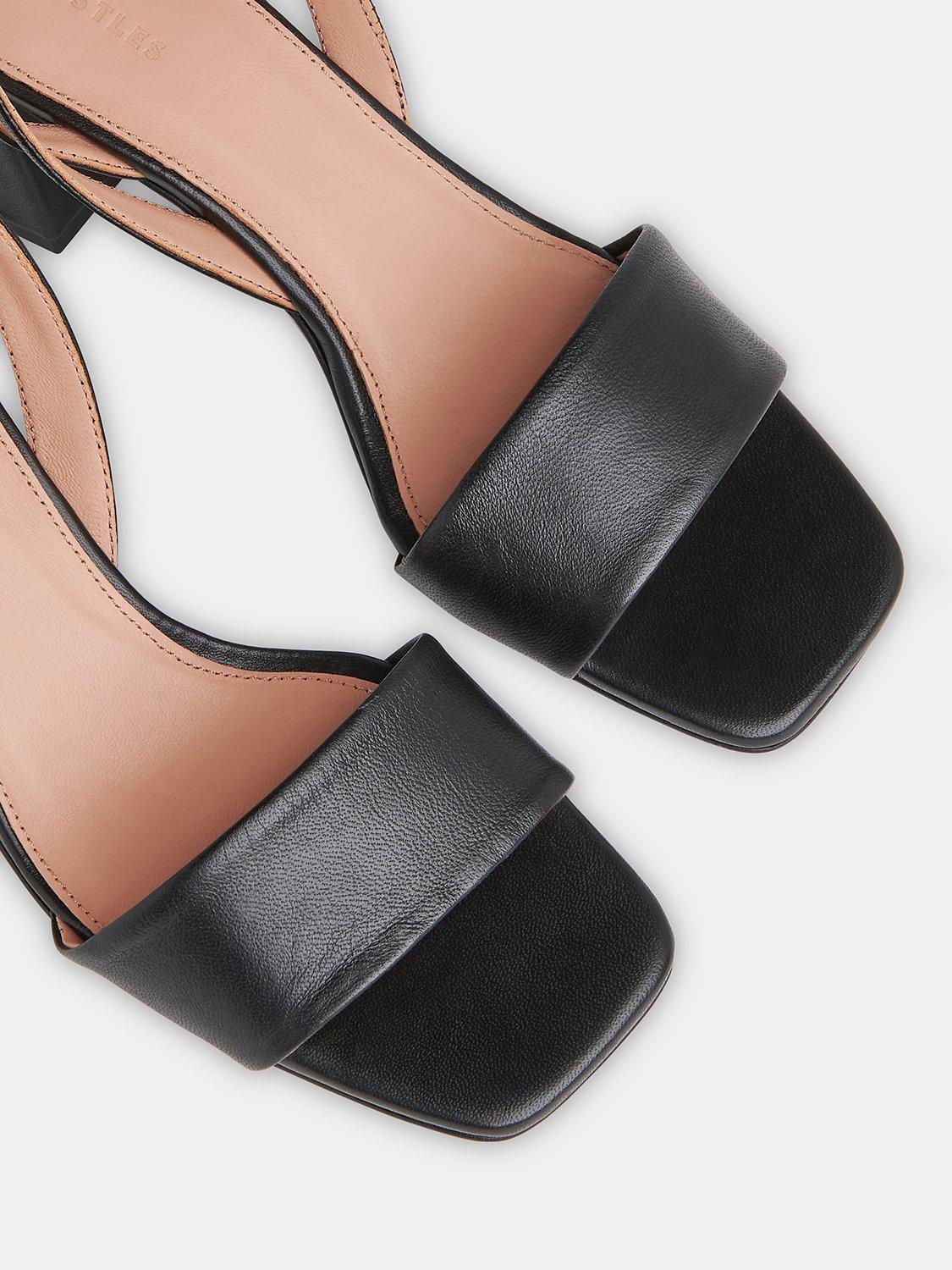 Product image 3 of 3, which shows Whistles Eden Block Heel Leather Sandals, Black, 3