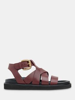 Whistles Ezra Strappy Leather Sandals, Burgundy