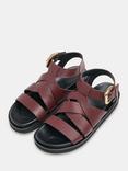 Whistles Ezra Strappy Leather Sandals, Burgundy