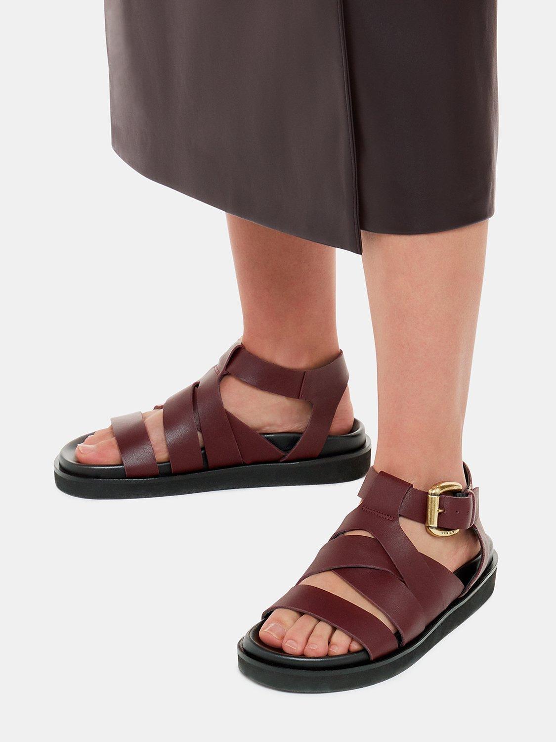 Product image 5 of 5, which shows Whistles Ezra Strappy Leather Sandals, Burgundy, 3