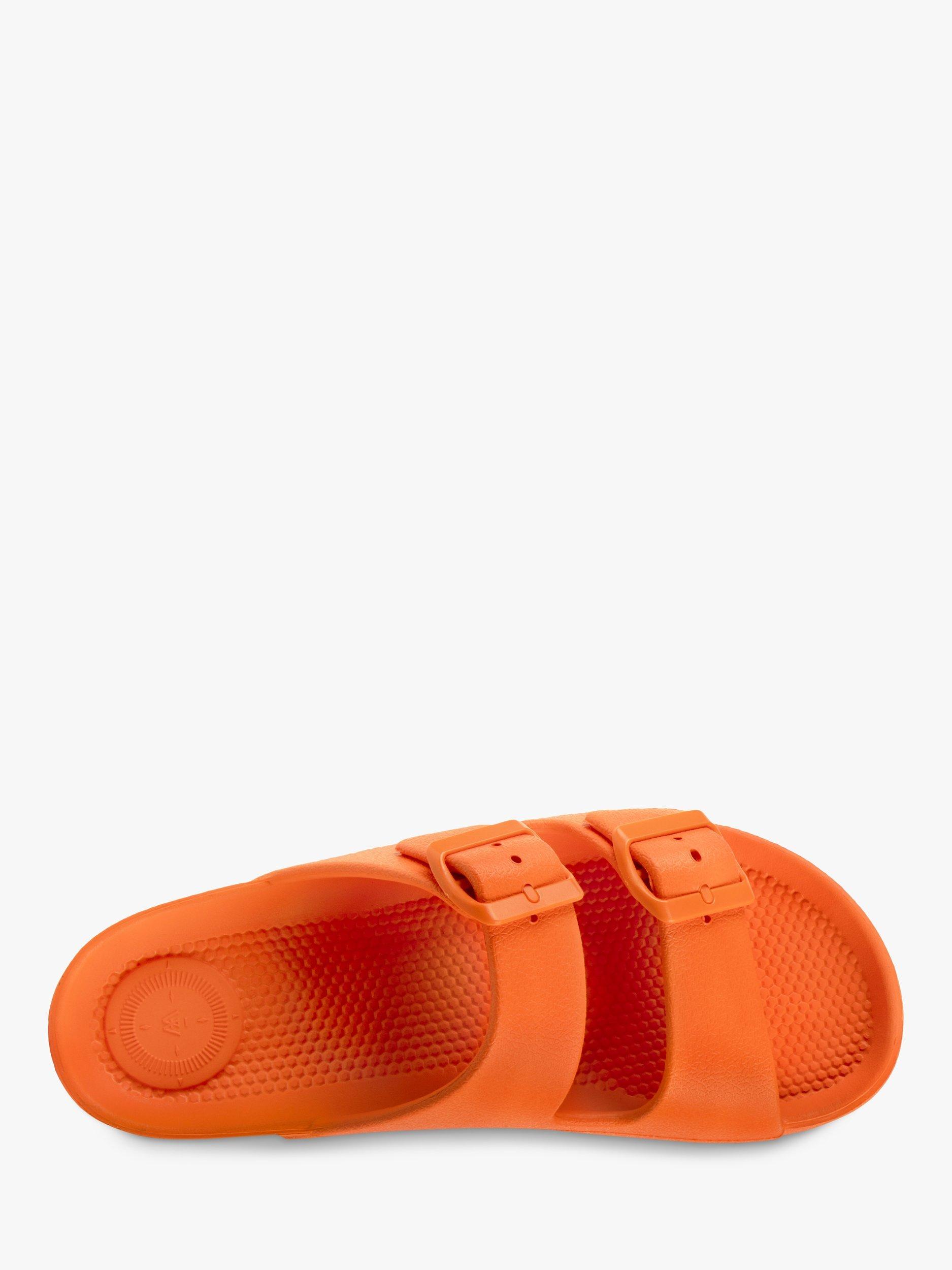 Product image 3 of 6, which shows totes SOLBOUNCE Adjustable Buckle Slide Sandals, Tiger Lily Orange, 4