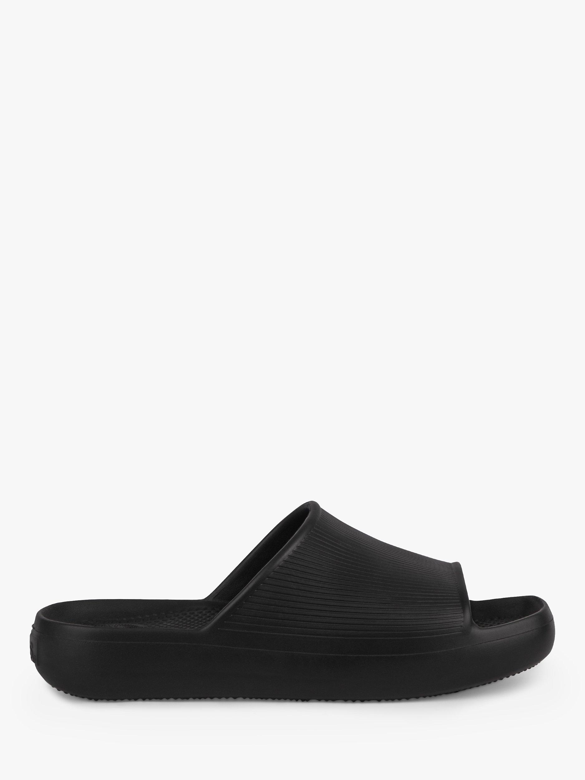 Product image 1 of 6, which shows totes SOLBOUNCE Ribbed Slider Sandals, Black, 4