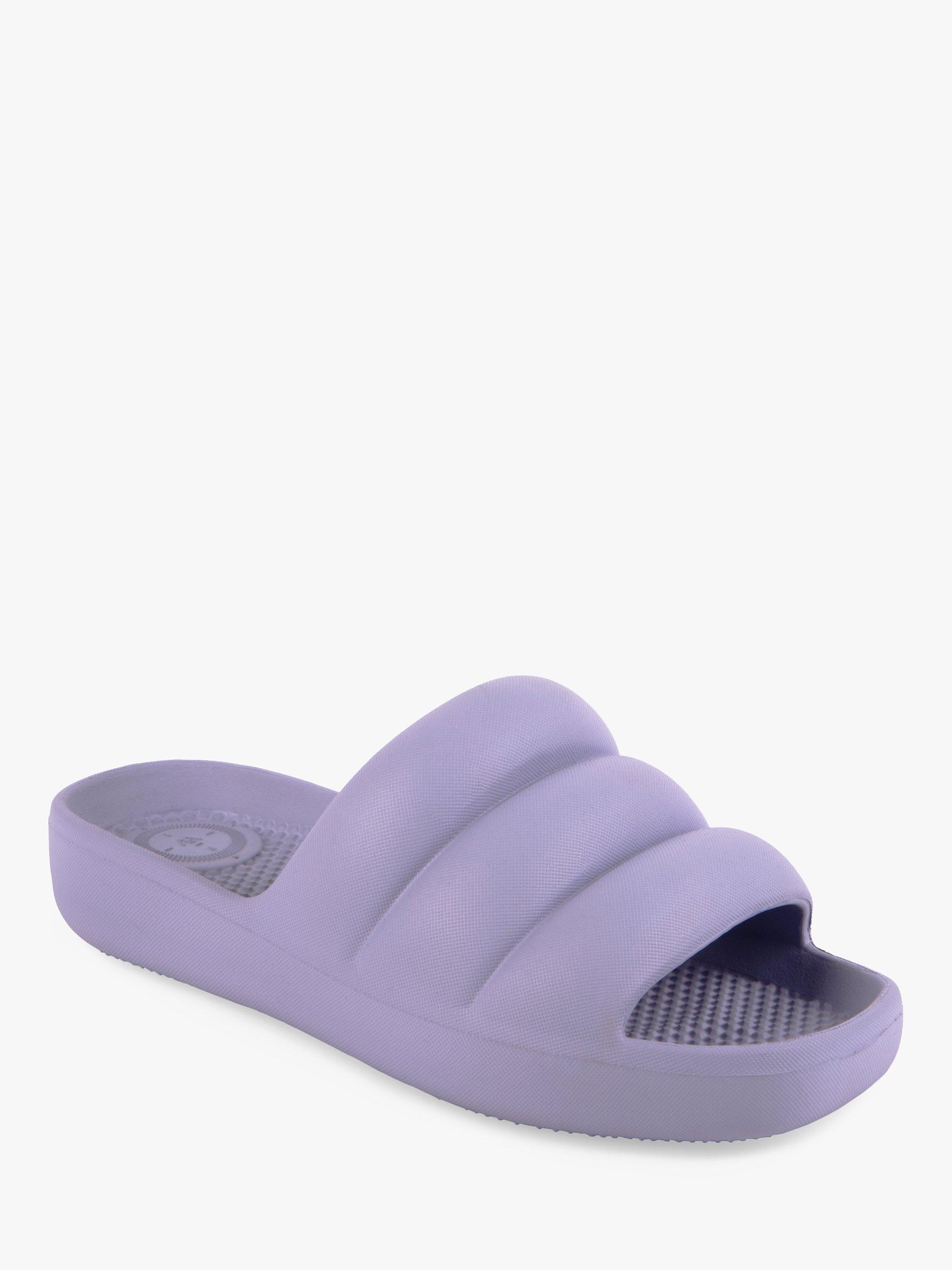 Product image 2 of 6, which shows totes Puffy Slider Sandals, Lilac Periwinkle, 4