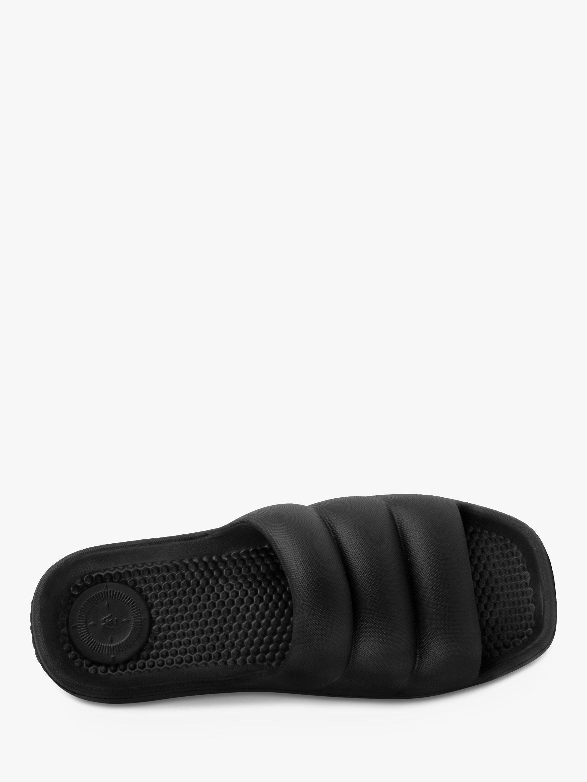 Product image 3 of 6, which shows totes Puffy Slider Sandals, Black, 4