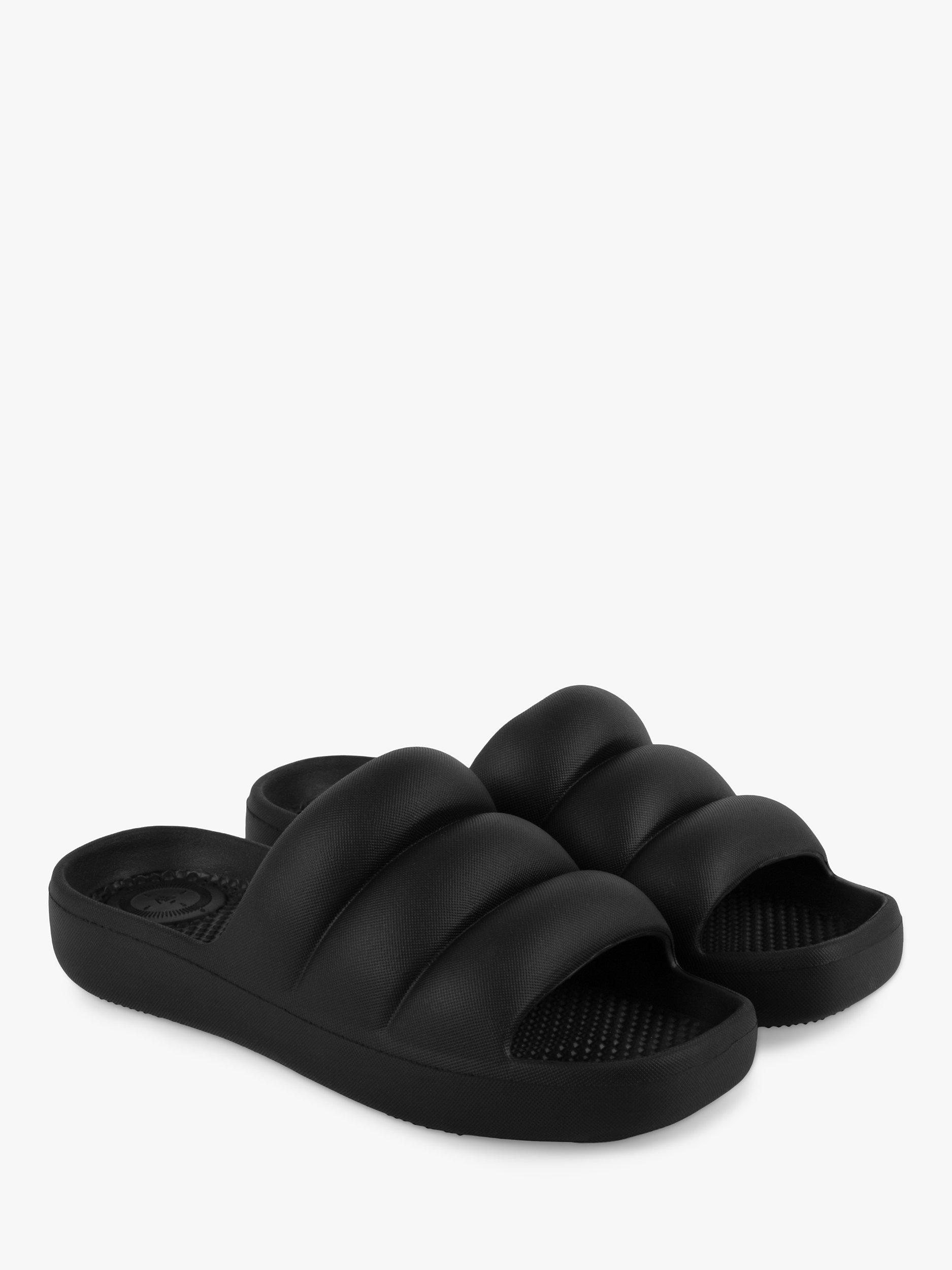 Product image 5 of 6, which shows totes Puffy Slider Sandals, Black, 4