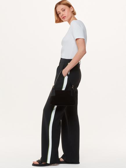 Whistles Crepe Side Stripe Trousers, Black/Multi, Black/Multi