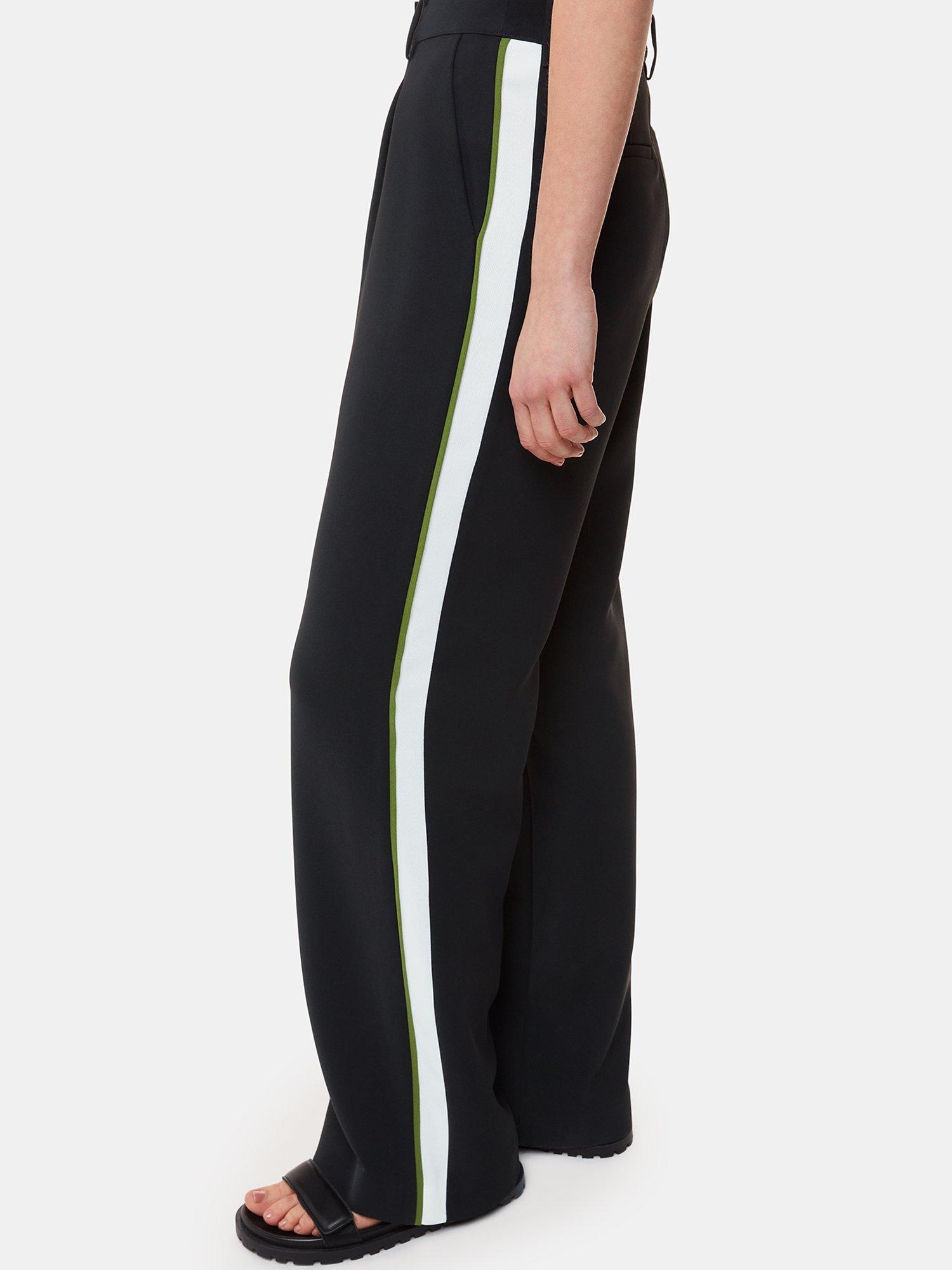 Whistles Crepe Side Stripe Trousers Black Multi