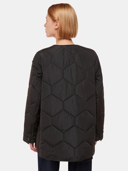 Whistles Rita Short Quilted Coat, Black - view 2, Black