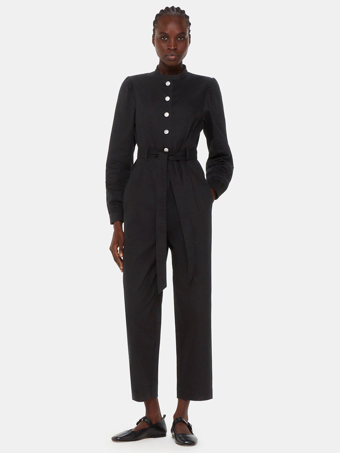 Petite black long sleeve jumpsuit clearance