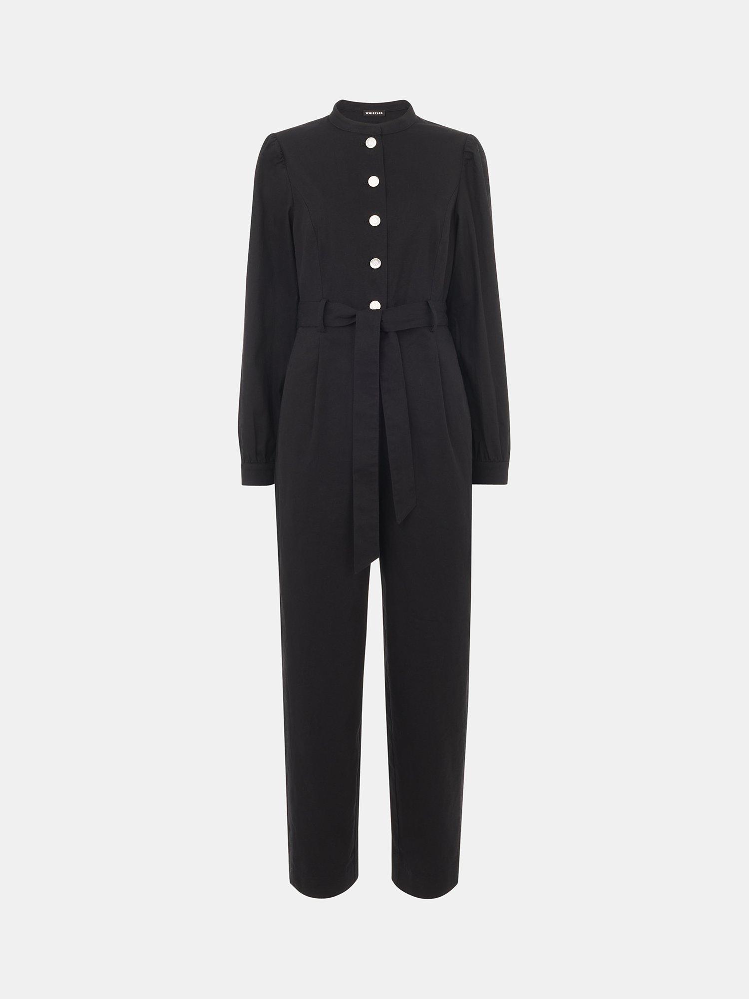 Product image 5 of 5, which shows Whistles Petite Andrea Long Sleeve Jumpsuit, Black, 16