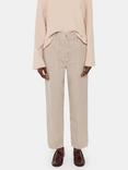 Whistles Tessa Cotton Linen Blend Stripe Trousers, Brown/Cream, Brown/Cream