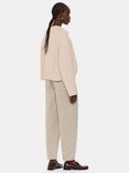 Whistles Tessa Cotton Linen Blend Stripe Trousers, Brown/Cream, Brown/Cream