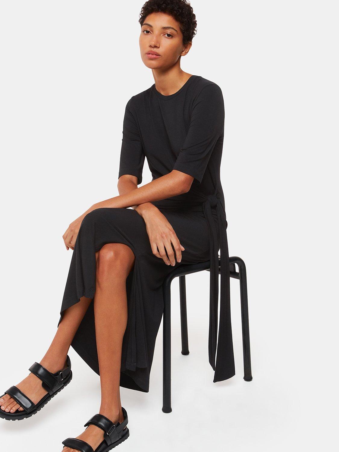Product image 3 of 5, which shows Whistles Twist Front Jersey Dress, Black, 8