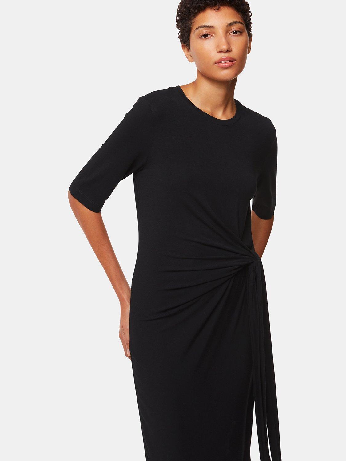 Product image 4 of 5, which shows Whistles Twist Front Jersey Dress, Black, 8