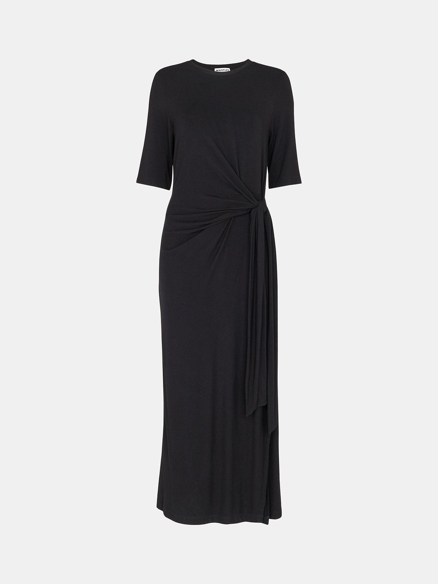 Product image 5 of 5, which shows Whistles Twist Front Jersey Dress, Black, 8