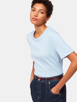 Whistles Rosa Double Trim T-Shirt, Pale Blue
