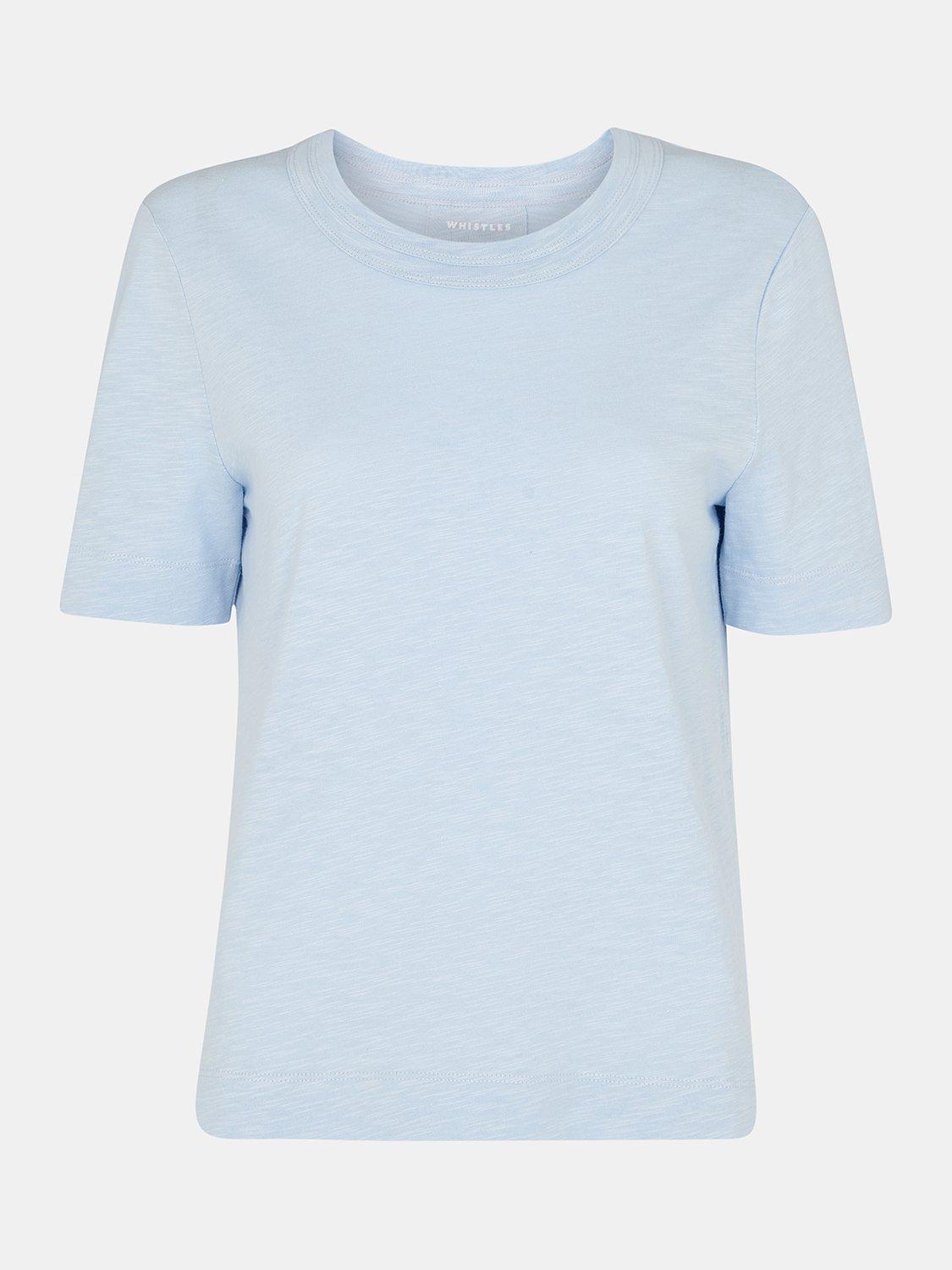 Product image 5 of 5, which shows Whistles Rosa Double Trim T-Shirt, Pale Blue, XS