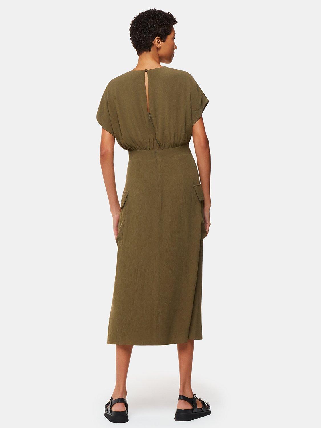 Product image 2 of 4, which shows Whistles Cargo Pocket Midi Dress, Khaki, 6