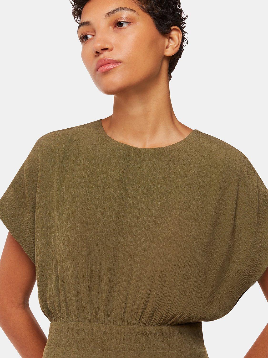 Product image 3 of 4, which shows Whistles Cargo Pocket Midi Dress, Khaki, 6
