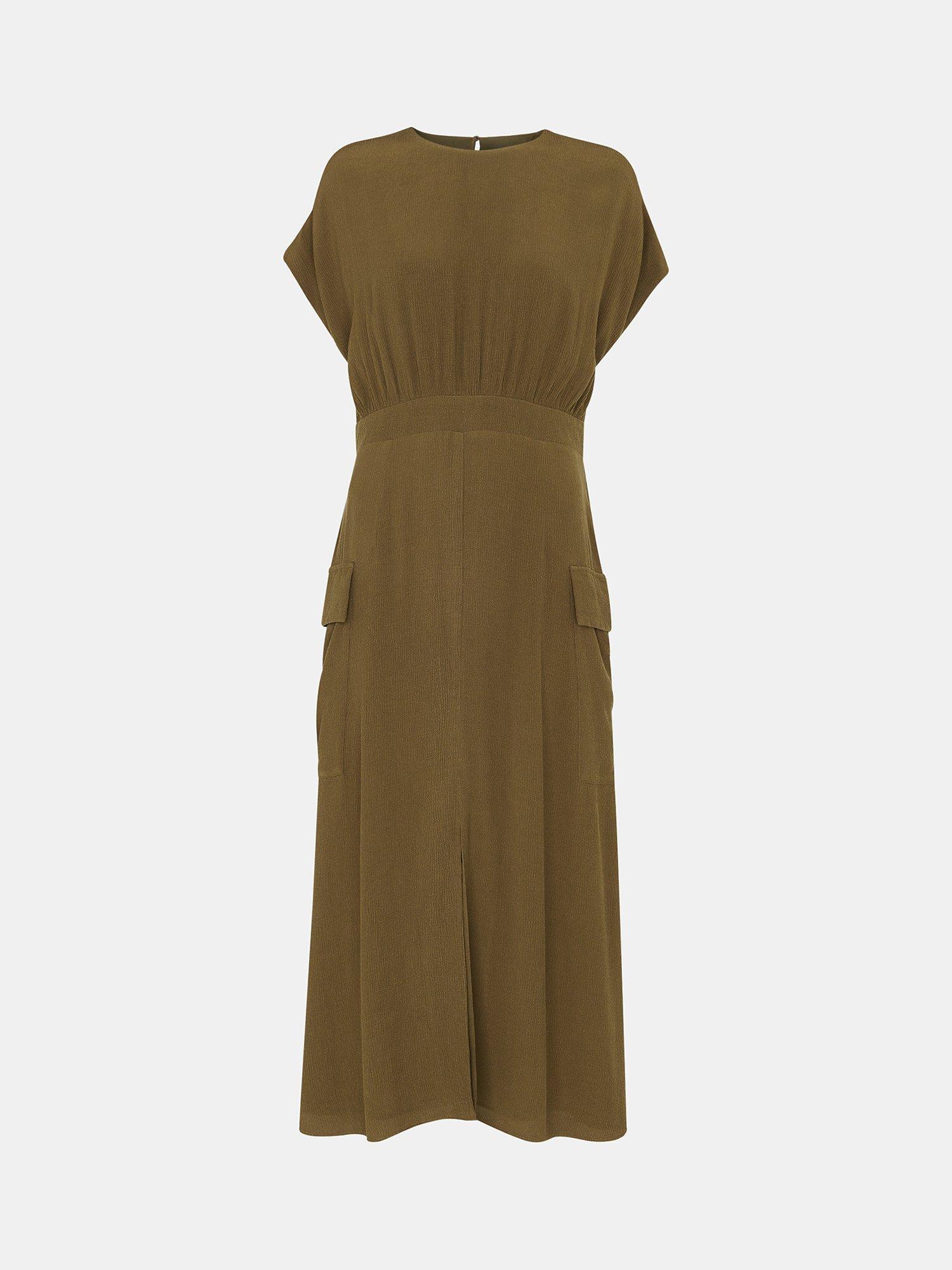 Product image 4 of 4, which shows Whistles Cargo Pocket Midi Dress, Khaki, 6