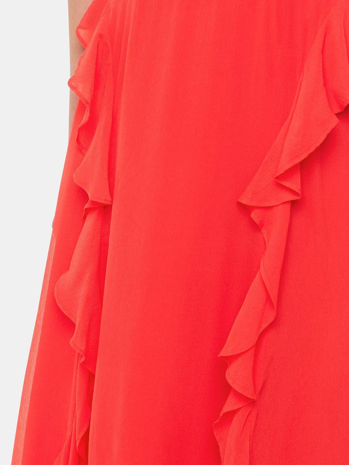 Product image 4 of 5, which shows Whistles Nellie Frill Detail Midi Dress, Red, 6