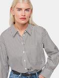 Whistles Petite Striped Relaxed Fit Shirt, Black/White