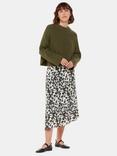 Whistles Riley Floral Print Midi Skirt, Black/White