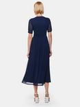 Whistles Anneliese Button Front Mesh Midi Dress, Navy