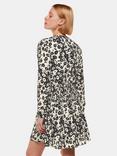 Whistles Riley Floral Shirred Mini Dress, Black/Multi