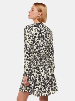 Whistles Riley Floral Shirred Mini Dress, Black/Multi - view 2, Black/Multi