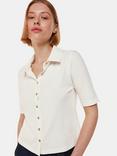 Whistles Grace Ribbed Short Sleeve Shirt, Ivory