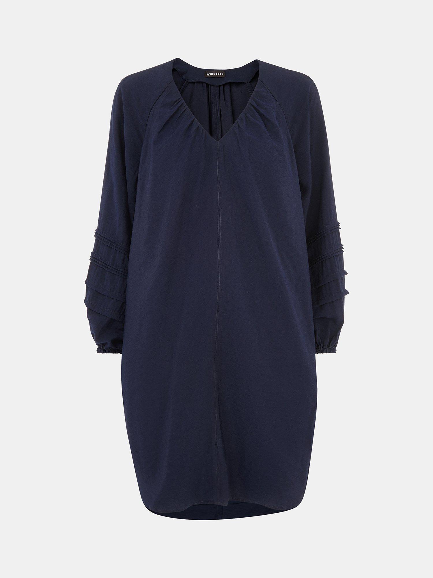 Product image 5 of 5, which shows Whistles Grace V Neck Dress, Navy, 6