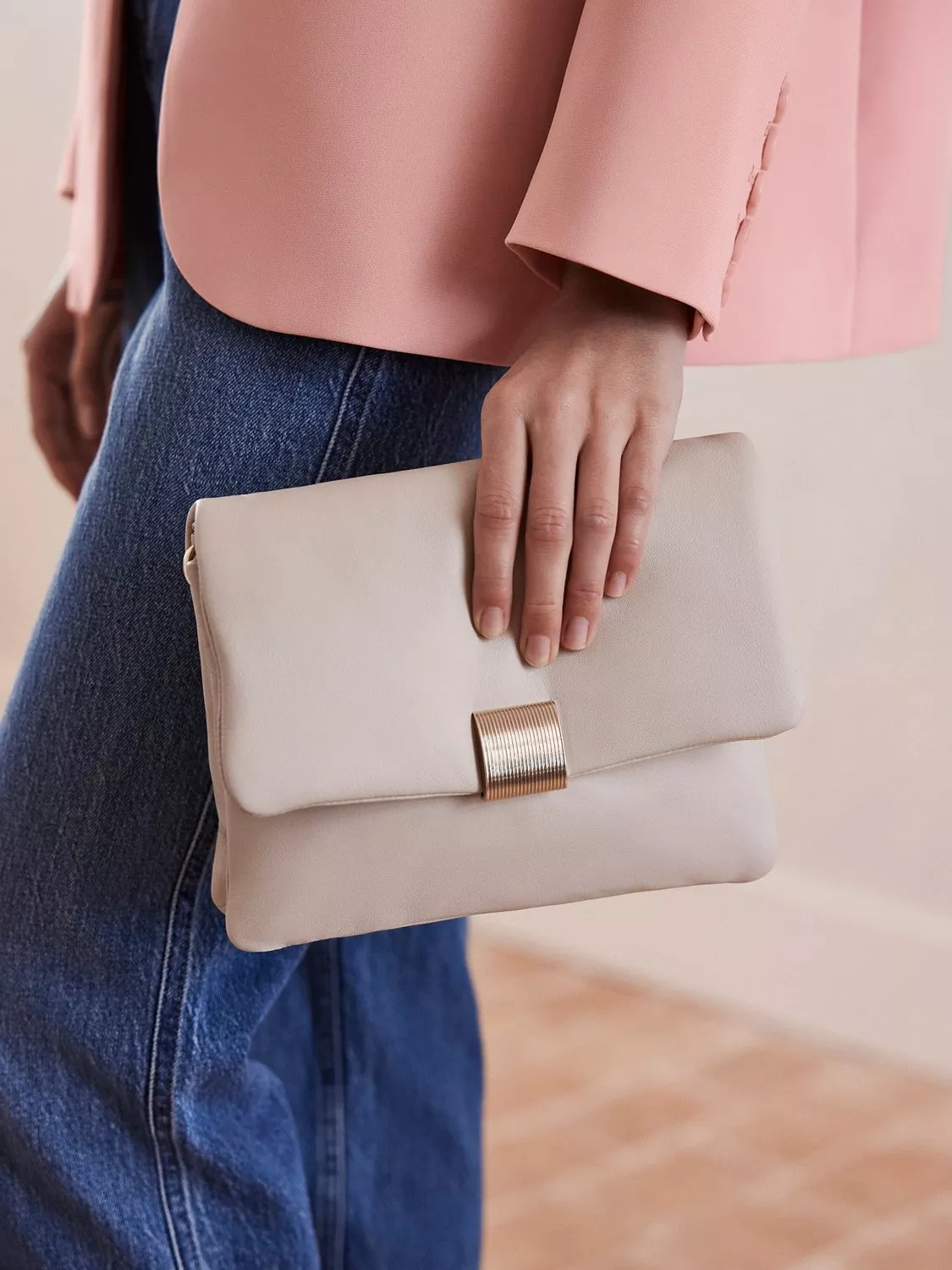 Mint Velvet Leather Crossbody Bag Natural Cream
