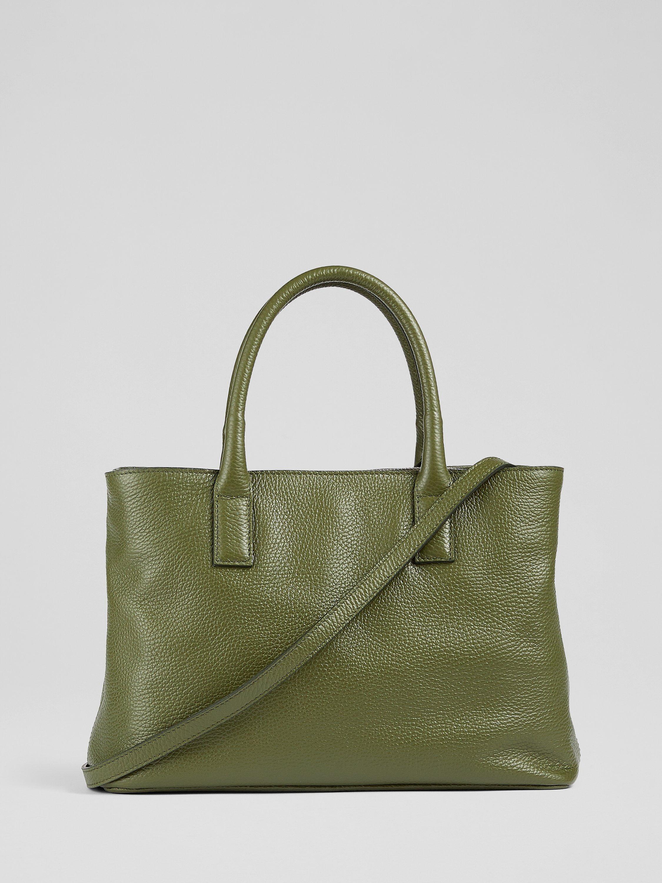 L.K.Bennett Lilita Leather Grainy Tote Bag, Green, One Size