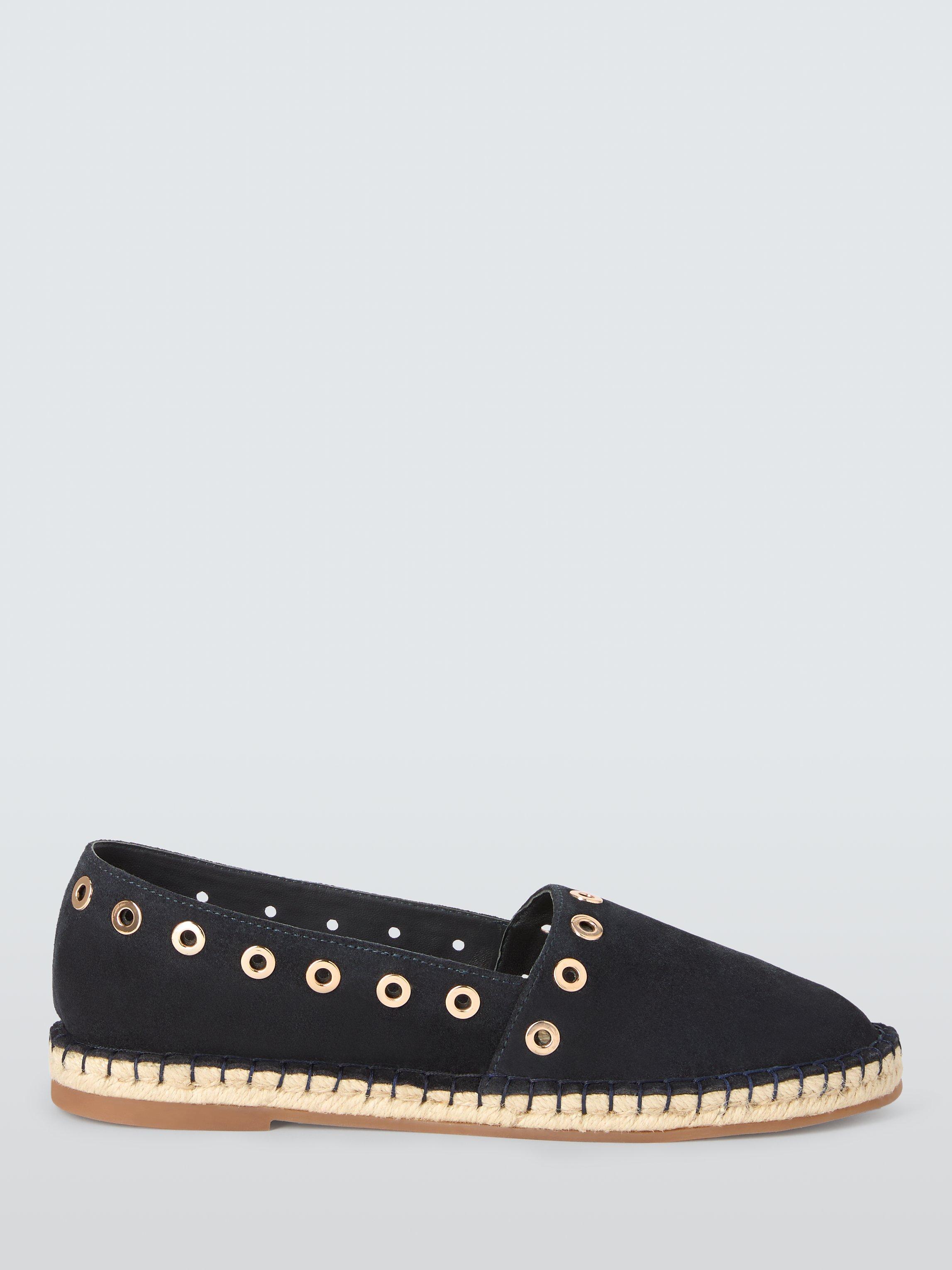 John Lewis Kittie Suede Eyelet Espadrilles, Navy