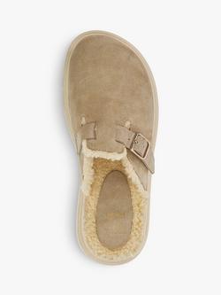 Dune London Gene Leather Fur Lined Mules, Sand - view 2, Sand