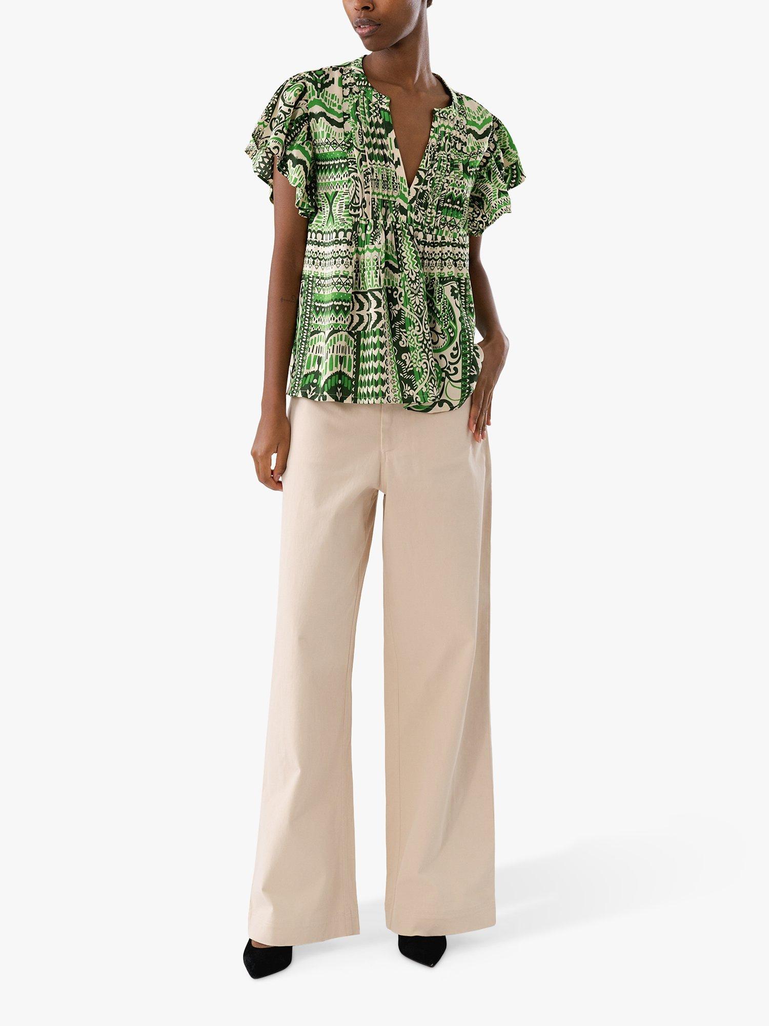 Lollys Laundry Isabel Abstract Print Top, Green/Multi