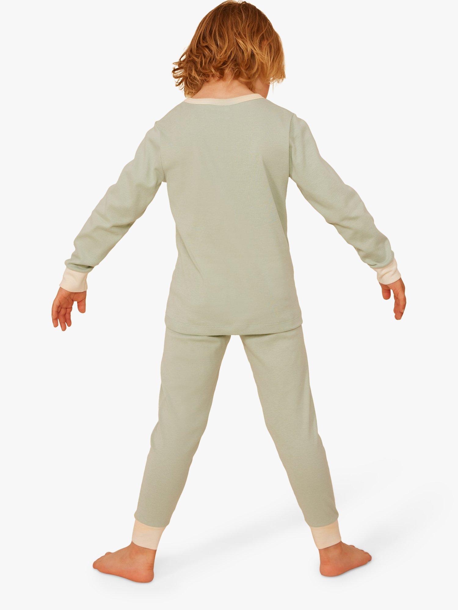 Product image 2 of 7, which shows Petit Bateau Kids' Logo Heart Pyjamas, Herbier, 2Y