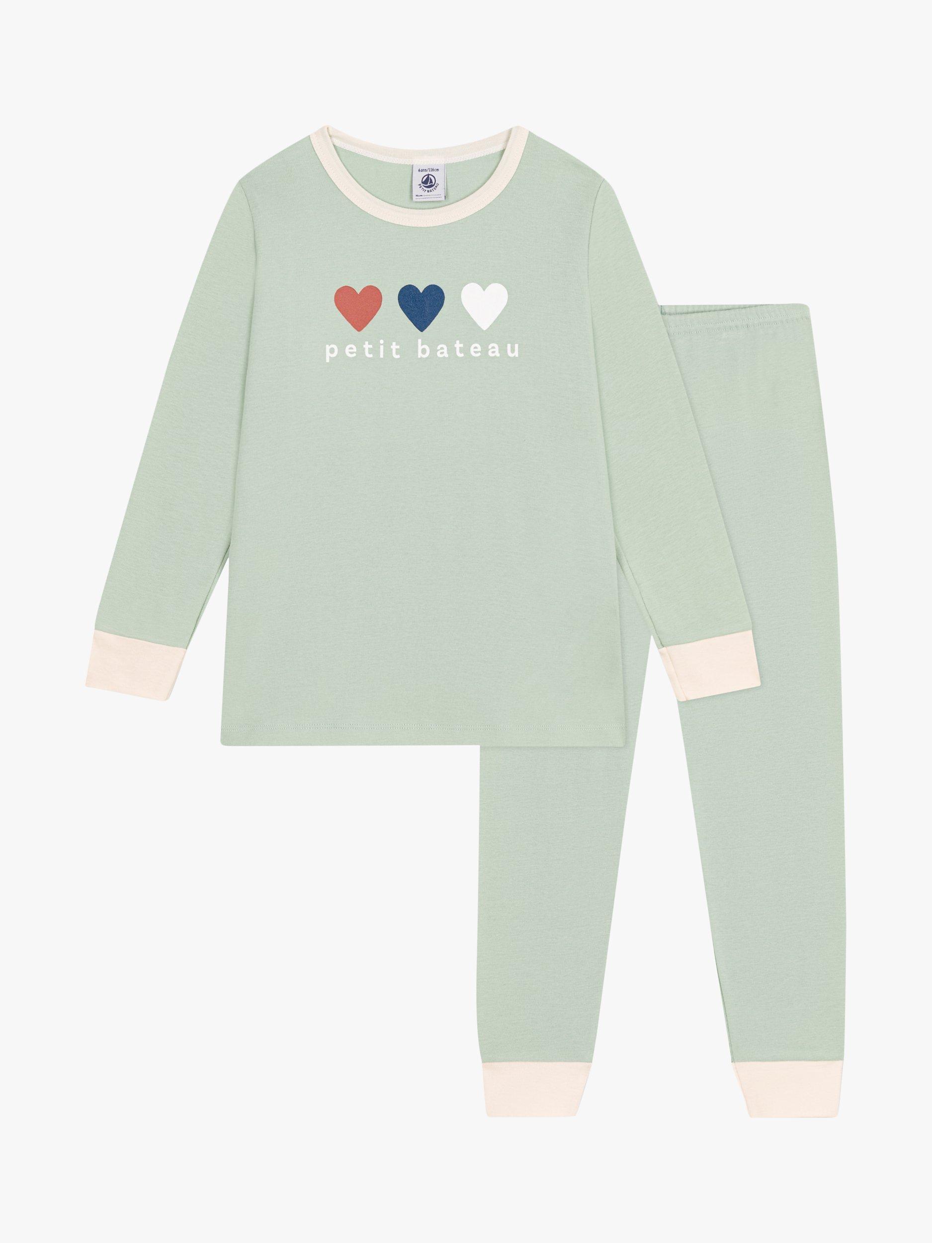 Product image 3 of 7, which shows Petit Bateau Kids' Logo Heart Pyjamas, Herbier, 2Y