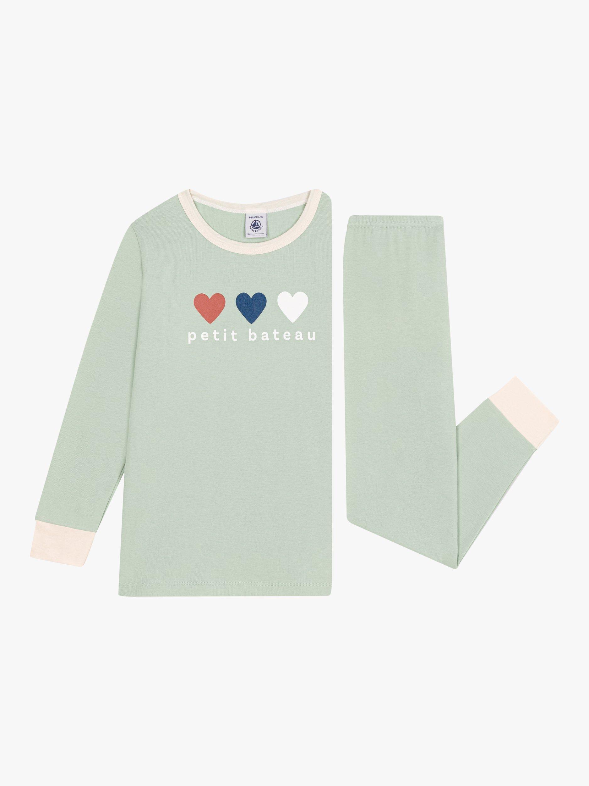 Product image 5 of 7, which shows Petit Bateau Kids' Logo Heart Pyjamas, Herbier, 2Y
