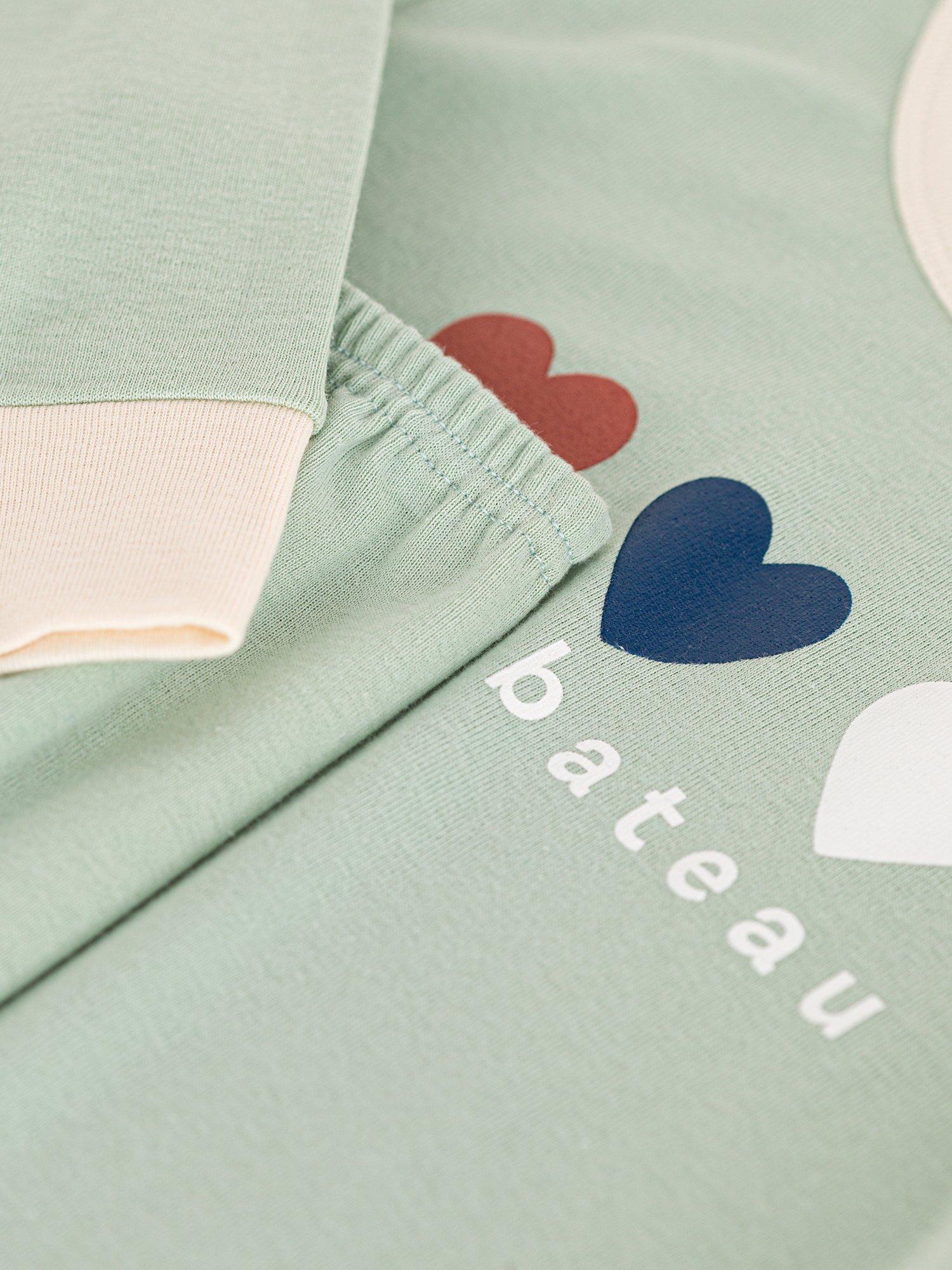Product image 6 of 7, which shows Petit Bateau Kids' Logo Heart Pyjamas, Herbier, 2Y