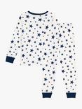 Petit Bateau Kids' Star Print Pyjamas, Marshmallow/Blue