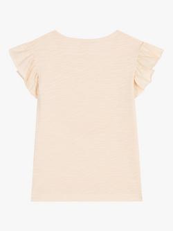 Petit Bateau Kids' Floral Print Slub Frill Sleeve T-Shirt, Avalanche - view 2, Avalanche