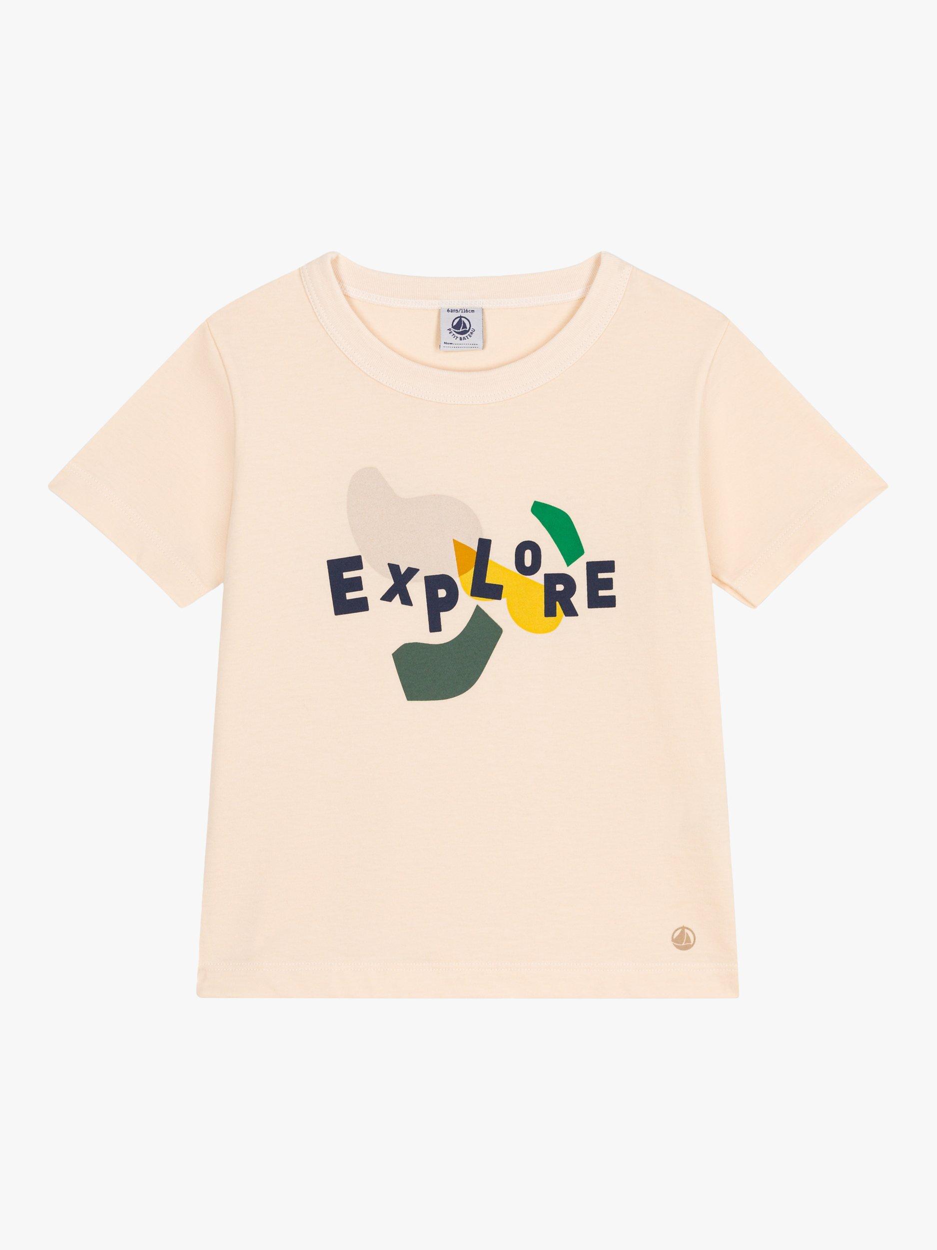 Product image 1 of 3, which shows Petit Bateau Kids' Explore Print T-Shirt, Avalanche/Multi, 4Y